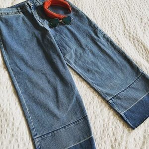 Women's High-rise Wide-leg Raw-edge Jeans Size 10